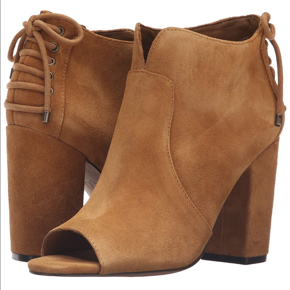 🆕 Jessica Simpson Tan Suede Peep-toe Booties